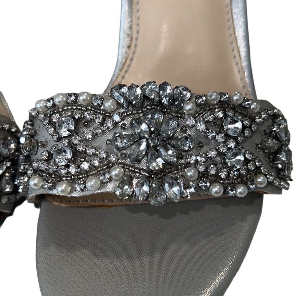 Betsey Johnson Juno Silver Embellished Beaded High Heels Size 6.5 - Picture 10 of 13